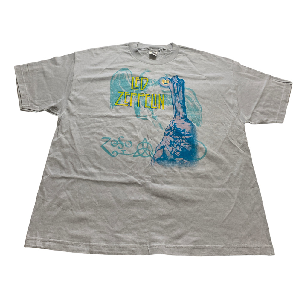 NWOT Led Zeppelin Zoso Tour Shirt, Size XXL, Grey Vintage 90s 100% Cotton